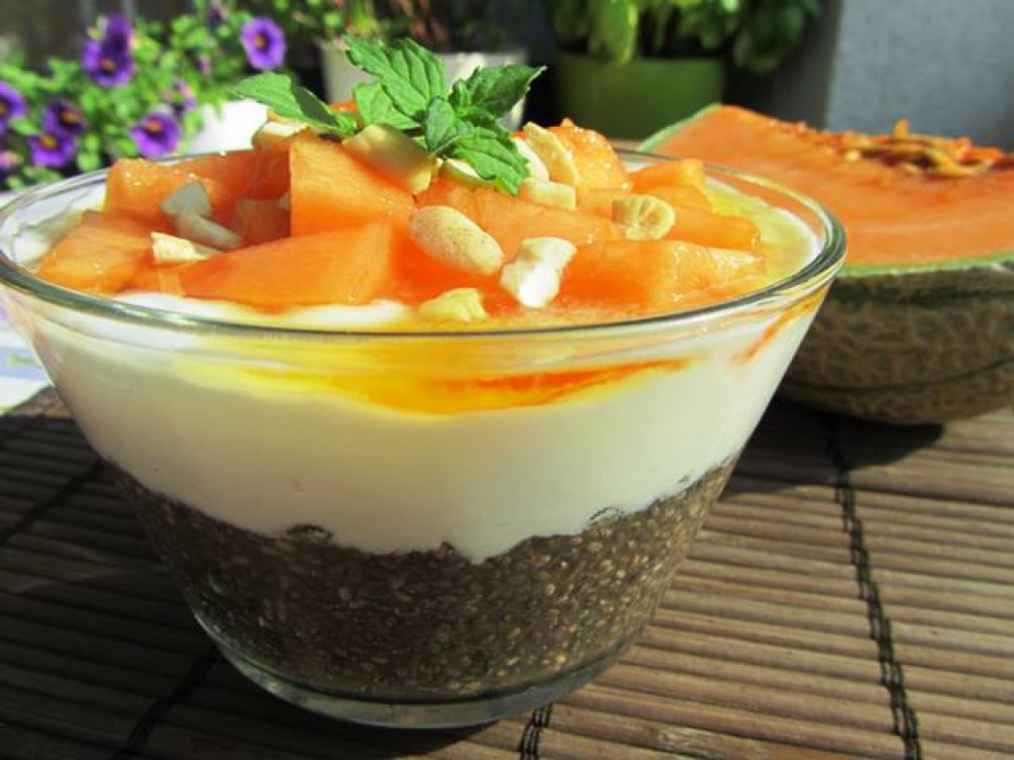 Chia puding s melounem cantaloupe